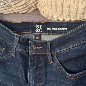 New York & Company Dark Blue Mid-Rise Skinny Jeans